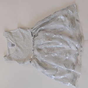 Children's Place Silver and White Dress, Size XS-4